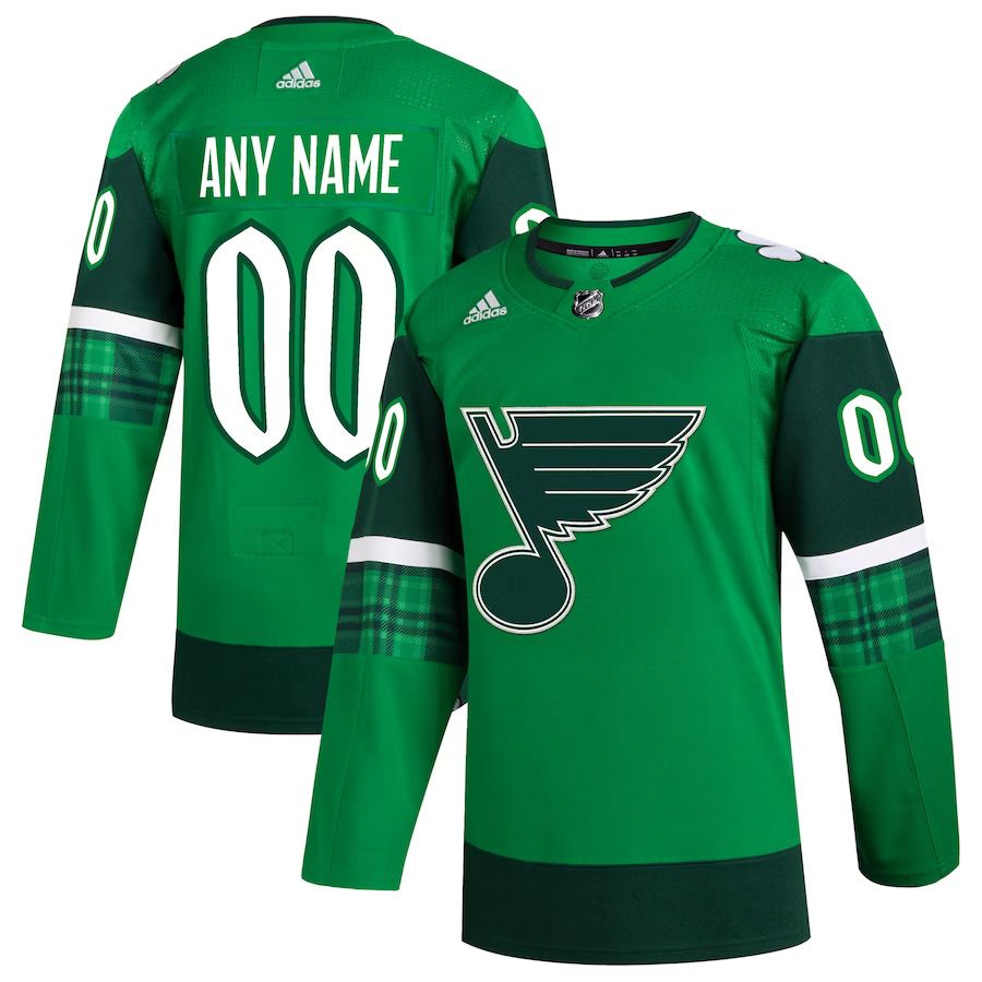 Men St. Louis Blues adidas Kelly Green St. Patricks Day Authentic Custom NHL Jersey->customized nhl jersey->Custom Jersey